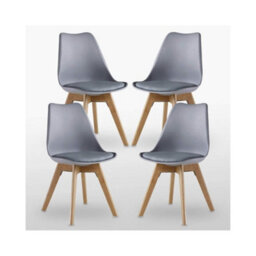 Life Interiors 5Pcs Dining Set - A White Round Dining Table & Set Of 4 Grey Lorenzo Tulip Chairs With Padded Seat - thumbnail 4
