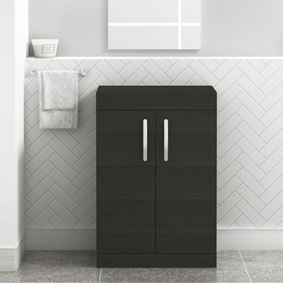 Royal Bathrooms Turin 600mm Hale Black Floor Standing Worktop Vanity Unit - 2 Doors - image 1