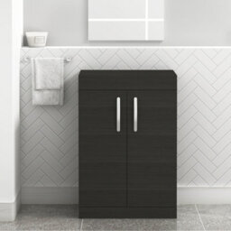 Royal Bathrooms Turin 600mm Hale Black Floor Standing Worktop Vanity Unit - 2 Doors - thumbnail 1