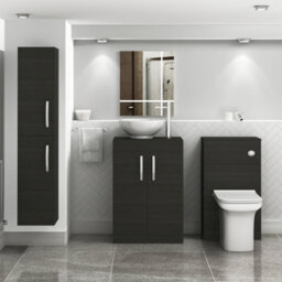 Royal Bathrooms Turin 600mm Hale Black Floor Standing Worktop Vanity Unit - 2 Doors - thumbnail 2