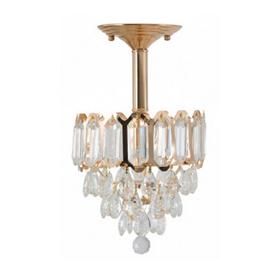Living And Home E14 Luxury Gold Crystal Pendant Light With Multi-Layer Design, 40W - image 1