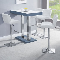 Furniture in Fashion Caprice White Grey Gloss Bar Table With 4 Candid White Stools - thumbnail 1