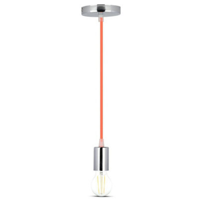 V-Tac Vt3788 High Quality E27 Chrome Metal Cup Pendant Light Orange (Vt-7338)