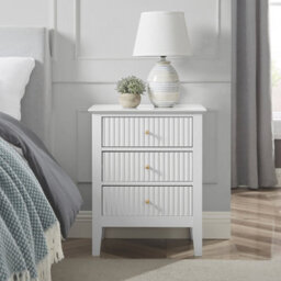 Melody Maison Pair Of 3 Drawer Bedside Tables - Hales White Range - thumbnail 3