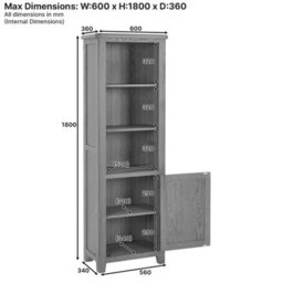 The Furniture Market Cotswold Rustic Smoked Oak Tall Narrow Bookcase With 1 Door Cupboard - thumbnail 9