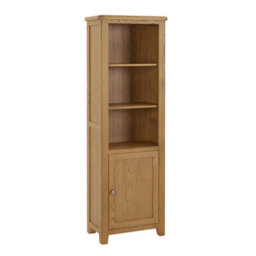 The Furniture Market Cotswold Rustic Smoked Oak Tall Narrow Bookcase With 1 Door Cupboard - thumbnail 4
