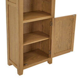 The Furniture Market Cotswold Rustic Smoked Oak Tall Narrow Bookcase With 1 Door Cupboard - thumbnail 5