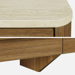 Sweeek - Chest Of 6 Drawers With Travertine Effect Top And Wood Decor Walnut 120X40X75 Cm - Aretha - thumbnail 6