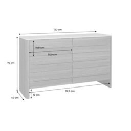 Sweeek - Chest Of 6 Drawers With Travertine Effect Top And Wood Decor Walnut 120X40X75 Cm - Aretha - thumbnail 5