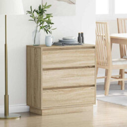 Berkfield Modern Bedside Cabinet With Led Sonoma Oak 71X34,5X75 Cm Engineered Wood - thumbnail 2