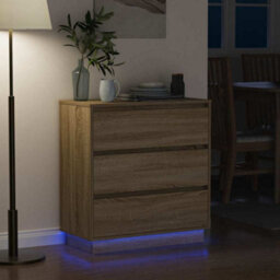 Berkfield Modern Bedside Cabinet With Led Sonoma Oak 71X34,5X75 Cm Engineered Wood - thumbnail 5