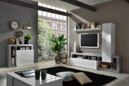 FurniComp LTD Furnicomp Lorenzo 2 Door White Gloss And Concrete Grey Sideboard - thumbnail 3