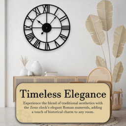 60Cm Round Silent Skeleton Roman Numerals Battery Hanging Clock For Living Room Bedroom Kitchen Hotel Office - thumbnail 6