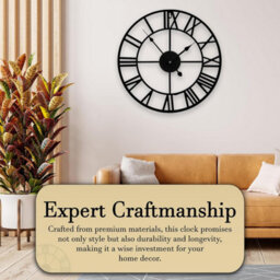 60Cm Round Silent Skeleton Roman Numerals Battery Hanging Clock For Living Room Bedroom Kitchen Hotel Office - thumbnail 7