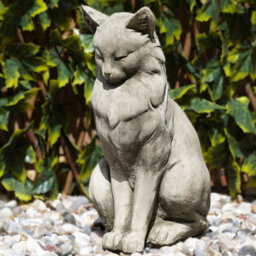 Burgess Lovely Cat Stone Statue Kitten Animal Outdoor Garden Ornament British Made Sculpture - thumbnail 1