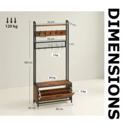 Industrial Entryway Hall Tree Coat Rack Stand With Shoe Storage And 10 Hooks - thumbnail 7