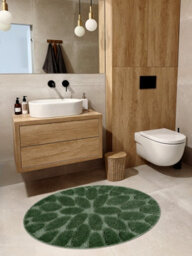 RugsX Bathroom Rug Supreme Circle Stones, Non-Slip, Soft - Green Circle 50 Cm - thumbnail 1