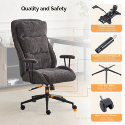 Executive Ergonomic Fabric Office Chair With Recline, High-Back Desk Chair Khaki - thumbnail 5