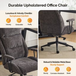 Executive Ergonomic Fabric Office Chair With Recline, High-Back Desk Chair Khaki - thumbnail 3