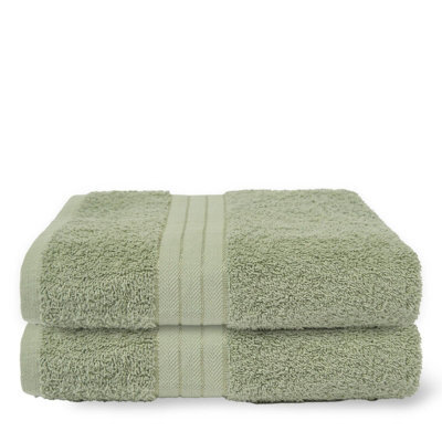 Ohs 2 Pack Of 100% Cotton Bath Towel, 70 X 115Cm - Sage Green - image 1