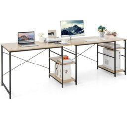 Large L-Shaped Computer Desk Convertible Corner Desk4 Storage Shelves Natural - thumbnail 5