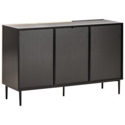 Wyld And Coco Luxehome 3-Door Sideboard Black Mdf With Ribbed Ash Veneer Front - 120 X 40 X 76 Cm - thumbnail 6