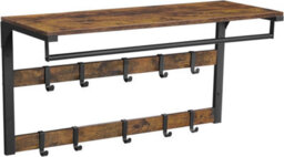 Songmics Entryway Coat Rack, Wall Shelf With 10 Removable Hooks, Clothes Hanger, Entryway Organizer, Rustic Brown And Black - thumbnail 6