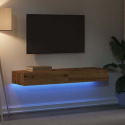 Walplus Tv Cabinets With Led Lights 2 Pcs Artisan Oak 60X35X15.5 Cm - thumbnail 4