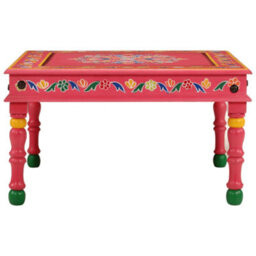 Vidaxl Coffee Table Pink Hand Painted Solid Wood Mango - thumbnail 2
