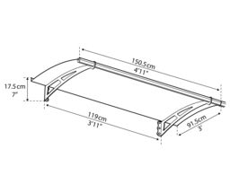Canopia By Palram Aquila 1500 Grey Door Canopy, (H)17.5Cm (W)150.5Cm (D)91.5Cm - thumbnail 3