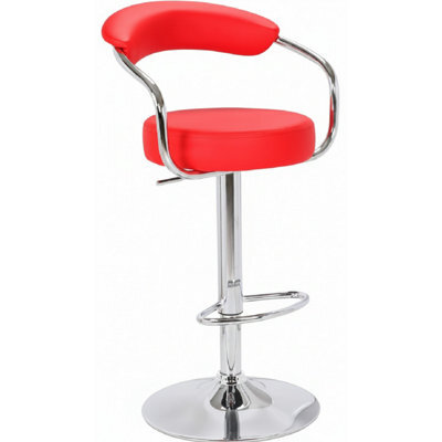 Berty Kitchen Bar Stool Red Cushioned Seat And Back Rest
