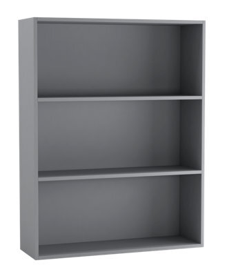 Urbn-Living Urbnliving 80Cm Width Grey Colour Wide 3 Shelf Tier Wooden Bookcase Cabinet Storage Shelving Display Shelves Unit - image 1