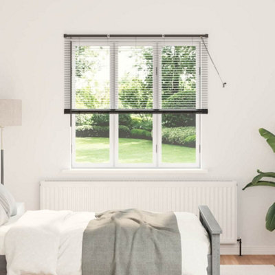 Berkfield Window Blind With Curtains Manual Black Aluminium - image 1