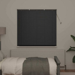 Berkfield Window Blind With Curtains Manual Black Aluminium - thumbnail 3