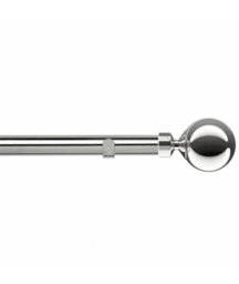 Unknown 28mm Fixed Length Metal Eyelet Curtain Pole Set In Chrome - Sphere Finial, 240Cm