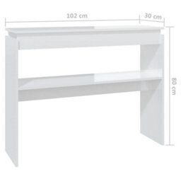 Vidaxl Console Table High Gloss White 102X30X80 Cm Engineered Wood - thumbnail 6