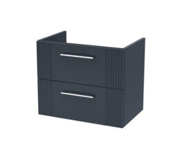 Hudson Reed Deco Wall Hung 2-Drawer Vanity Unit, Stylish Vanity Unit In Bathroom For Contemporary Interiors, Satin Soft Black