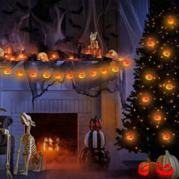 Halloween Decorations Pumpkin String Lights Battery Operated 10 Ft 20 Led, 3D Cute Orange Jack-O-Lantern For Porch Party Decor - thumbnail 7