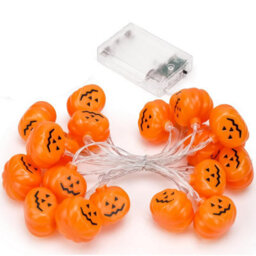 Halloween Decorations Pumpkin String Lights Battery Operated 10 Ft 20 Led, 3D Cute Orange Jack-O-Lantern For Porch Party Decor