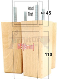 L&F 4X Replacement Furniture Legs Solid Wood 110mm High Sofas Chairs Settee Cabinets Legs M8 Tsp2055 Natural - thumbnail 1
