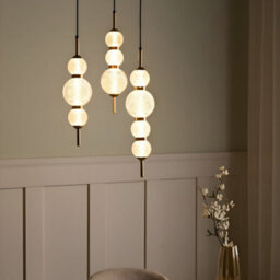 Beliani Led Pendant Lamp With Gold Glass Shade And Iron Base - Warm White Ambient Light For Dining And Living Rooms - thumbnail 1