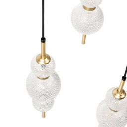 Beliani Led Pendant Lamp With Gold Glass Shade And Iron Base - Warm White Ambient Light For Dining And Living Rooms - thumbnail 4