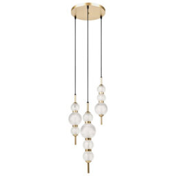 Beliani Led Pendant Lamp With Gold Glass Shade And Iron Base - Warm White Ambient Light For Dining And Living Rooms - thumbnail 2