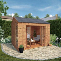 Waltons 10 X 8 Wooden Summerhouse Bifold Double Doors Reverse Apex Tongue And Groove Garden Room - thumbnail 2