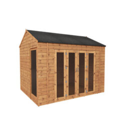 Waltons 10 X 8 Wooden Summerhouse Bifold Double Doors Reverse Apex Tongue And Groove Garden Room - thumbnail 4