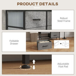 Homcom 6 Drawer Fabric Chest Of Drawers W/ Wooden Top For Hallway Black - thumbnail 6