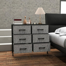 Homcom 6 Drawer Fabric Chest Of Drawers W/ Wooden Top For Hallway Black - thumbnail 8