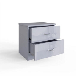 2 Drawer Bedside Table Cabinet Bedroom Furniture Grey Gloss Front Matt Frame - thumbnail 3