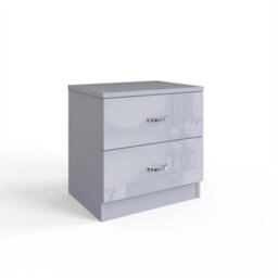 2 Drawer Bedside Table Cabinet Bedroom Furniture Grey Gloss Front Matt Frame