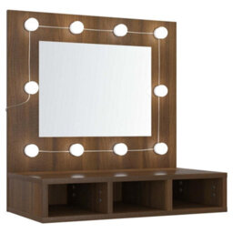 Walplus Mirror Cabinet With Led Brown Oak 60X31.5X62 Cm - thumbnail 2
